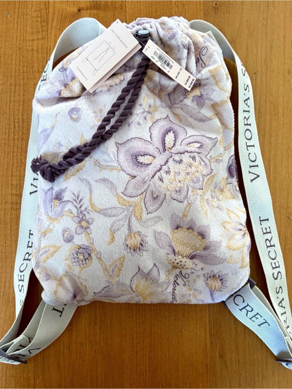 Victoria's Secret purple floral convertible backpack/beach towel
NWT